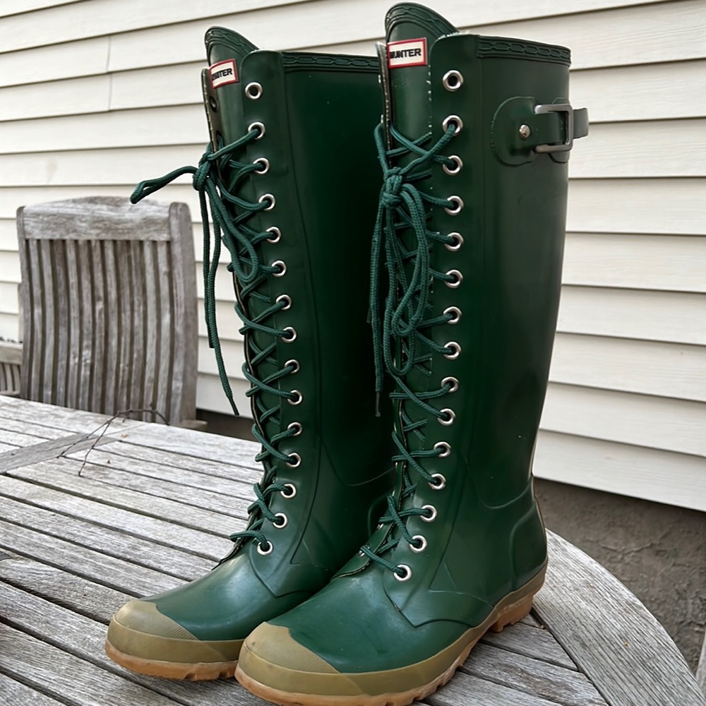 Lace up hunter boots